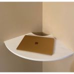 Akçe Home Yuvarlak Köşe Raf, Rafın Kesik Köşesi, Ahşap Yüzer Beyaz Rustik Raflar, Duvar Düzenleyici
