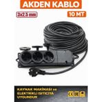 Akden Kablo 10 Metre 3x2,5mm 3*lü Uzatma Kablosu Tam Kesit Kaynak Makinası Kullanıma Uygundur - Siyah