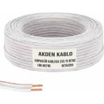 Akden Kablo 2X0,75MM Beyaz Kordon Kablo 48 Tel Tam Kesit 100 Metre