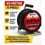 Akden Kablo 40 Metre 3x2,5mm Makaralı Uzatma Kablosu Tam Kesit Kaynak Makinası Kullanıma Uygundur - Siyah