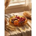 Akden Store El Işçiliği Premium Aura Cam Sunum Kasesi / Sofra Kase 28CM - Amber