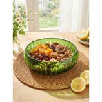 Akden Store El Işçiliği Premium Aura Cam Sunum Kasesi / Sofra Kase 28CM - Yeşil