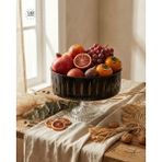 Akden Store Kesme Dekor El Işçiliği Siyah Cam Kase / Sunum Kasesi 25CM - 25 CM Ayaklı