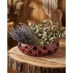Akden Store Kesme Dekor Lüks El Işçiliği Cam Sofra Kase - Sunum Kasesi - Siyah - 28 CM Ayaksız Kırmızı
