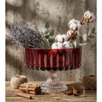 Akden Store Premium Lüks El Işçiliği Cam Kase / Renkli Sunum Kasesi 25CM - Kırmızı - 25 CM Ayaklı