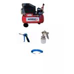 Akdeniz 2 Hp 25 Lt Hava Kompresörü 8 Bar+Kompresör Seti 4 Parça