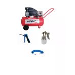 Akdeniz 2 Hp 50 Lt Hava Kompresörü 8 Bar+Hava Tabancası+1.8Mm Boya Tabancası+5X8mm Hava Hortumu 15Mt İçli Dışlı Stoper+Dişi Rekor
