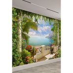Akdeniz Balkon Manzarası Tek Parça Tekstil Duvar Kağıdı, 350 x 260