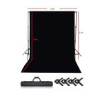 Akdeniz Black screen Siyah fon perde 2x3m fotoğraf ve ürün çekimleri için +fon standı