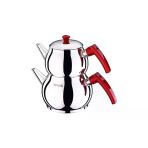 Akdeniz Çaydanlık Takımı Küre Jumbo Boy Kırmızı Elma Şekeri Bakalit Kulp Akd531-Kırmızı 1636 2260 2-3,25L
