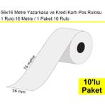 Akdenizpos 56X16 Metre Termal Kredi Kartı ve Yazarkasa Pos Rulosu 10 Adet