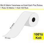 Akdenizpos 56X16 Metre Termal Kredi Kartı ve Yazarkasa Pos Rulosu 100 Adet
