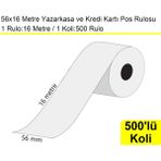 Akdenizpos 56X16 Metre Termal Kredi Kartı ve Yazarkasa Pos Rulosu 500 Adet