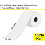 Akdenizpos 80X30 Metre Termal Yazarkasa ve Adisyon Rulosu 100 Adet