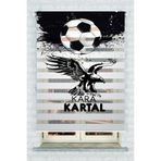 akel collection Kara Kartal ve Futbol Topu Desenli Siyah Beyaz Zebra Perde
