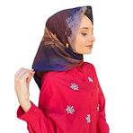 Aker 7471 Sport Angel Yazlık Geometrik Desenli Çok Renkli Kahverengi Eşarp