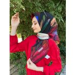 Aker 7471 Sport Angel Yazlık Geometrik Desenli Çok Renkli Siyah Bordo Eşarp