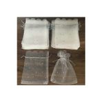 Aker Hediyelik 100’Lü Kırık Beyaz Tül Kese Organze Pullu Çerez Kesesi 12X14 Cm (100 Adet)
