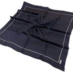 Aker Ipek Eşarp Jakarlı - 8773703-321 Koyu Lacivert Beyaz Sura - 90 x 90 cm - Lacivert - Beyaz
