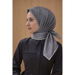 Aker Jakarlı Sura İpek Eşarp 7208405 - 372 SYR52531 Koyu Gri Gümüş Simli Desen