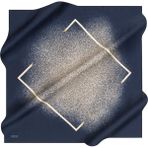 Aker Nostalji Sura Ipek Eşarp 8079-322 - 90 x 90 cm - Lacivert - Krem