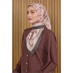 Aker Pembe 90X90 İpek Krep Saten Eşarp