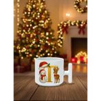 AKG T Harfli T Kulp Noel Beyaz Seramik Kupa Bardak - 100 Adet - 200 ml