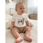 Aki Moda Kids Akı Moda Kıds Beyaz Tişört ve Keten Şort Erkek Bebek Takımı - 12 Ay