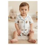 AKİ MODA KİDS Erkek bebek %100 pamuklu Tavşan Desenli Yazlık Bebek Pijama Takımı