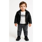 Aki Moda Kids Erkek Bebek Içi Kadife Deri Ceketli Pantolon Sweatshirt 3 Parça Erkek Bebek Takım - 6 - 9 Ay - 0 Siyah