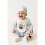 Aki Moda Kids Erkek Bebek Yeni Doğan Pamuklu 5li Hastane Çıkış Seti - 0 - 3 Ay - 00Mavi