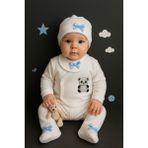 Aki Moda Kids Erkek Bebek Yeni Doğan Pamuklu 5li Hastane Çıkış Seti - 0 - 3 Ay - 050-Mavi