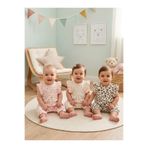 AKİ MODA KİDS Yazlık Fırfır Detaylı Desenli Kız Bebek 3lü Tulum Seti