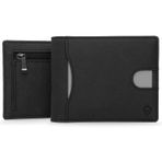 AKIELO RFID Blokajlı Bifold Kartlı Cüzdan, Fermuarlı Bozuk Para Cebi ve Hediye Kutusu - Şık Erkek Cüzdanı - Erkekler için Kredi Kartlık Cüzdanlar (DELTA - Siyah Fermuar Baskı)