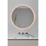 Akıllı Ayna Buhar Tutmayan 3 Renk Ledli Gümüş Çerçeveli Dekoratif Banyo Duvar Ofis Lavabo Aynası 80 Cm