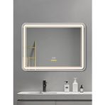 Akıllı Ayna Buhar Tutmayan Hareket Sensörlü 3 Renk Ledli Beyaz Çerçeveli Banyo Aynası 80x60 Çok Renkli