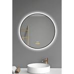 Akıllı Ayna Buhar Tutmayan Hareket Sensörlü Siyah Çerçeveli 3 Renk Ledli Banyo Aynası Duvar Ofis Lavabo Aynası 80 Cm