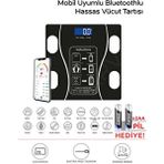 Akıllı Bluetooth Tartı | Vücut Analizli Dijital Baskül – 180 Kg, LCD Ekran, Mobil Uyumlu - Siyah