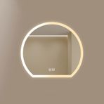 Akıllı Buğu Önleyici Yarım Ay LED Banyo Aynası - Modern Banyolar için 70x63 cm Düzensiz Duvar Aynası Sissiz Teknoloji Şık Tasarım Günlük Kullanım için Mükemmel