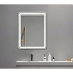 Akıllı Buhar Tutmayan 3 Renk Ledli Beyaz Çerçeveli Banyo Aynası Duvar Lavabo Aynası 60x80 Cm Çok Renkli
