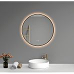 Akıllı Buhar Tutmayan 3 Renk Ledli Siyah Çerçeveli Banyo Aynası Lavabo Aynası 70 Cm Çok Renkli