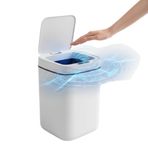 Akıllı Çöp Kovası, 20 Litre, Beyaz, Otomatik Sensörlü Kapak, UV Sterilizasyon, Sessiz Motor, Temassız, Mutfak ve Banyo (Beyaz, 10, Litre, Hareket Algılama Sensörlü)