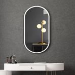 Akıllı Dokunmatik Sensörlü LED Oval Banyo Aynası Bellek Fonksiyonlu Metal Çerçeve 3 Renk Kısılabilir HD IP44 Su Geçirmez Patlamaya Dayanıklı Duvar Vanity Tıraş Aynası (40 cm* 60 cm Siyah)