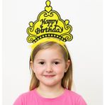 Akıllı Durak Sarı Happy Birthday Doğum Günü Prenses Tacı