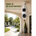 Akıllı Durak Wi-Fi Ampul Kamera Sistemi Gece Görüşlü Çift Lens