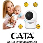 Akıllı Ip Kamera Iç Mekan Ev Ofis Bebek Odası 360 Derece Dönen Full Hd 1080P Wifi CT-4050 - Beyaz