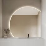 Akıllı LED Banyo Aynası, Işıklı, 28" 32" 36" 40" Yarım Ay Şeklinde, Buğu Önleyici, Duvara Monte Edilebilir, 3 Renk Ayarlanabilir Işık, Yatak Odası, Giriş Holü (Sol Alt Kesim, 40 inç/100 cm) (Sağ
