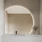 Akıllı LED Banyo Aynası, Işıklı, 28" 32" 36" 40" Yarım Ay Şeklinde, Buğu Önleyici, Duvara Monte Edilebilir, 3 Renk Ayarlanabilir Işık, Yatak Odası, Giriş Holü (Sol Alt Kesim, 40 inç/100 cm) (Sol