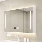 Akıllı LED Banyo Vanity İlaç Dolabı Depolama Buğu Çözücü Kademesiz Karartma Makyaj Işığı 3 Ton Aydınlatma Süresi ve Sıcaklık Göstergesi - Modern ve Şık