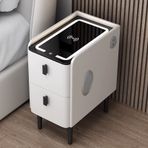 Akıllı LED komodin, saklama çekmecesi, dar komodin, kompakt gece masası, yatak odası için modern sehpa, temel ihtiyaçlar için çekmeceli şık tasarım